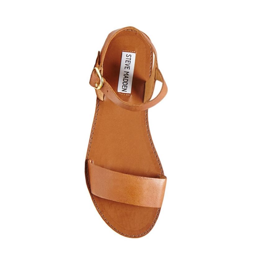 Sandalias Planas Steve Madden Donddi Cuero Mujer Marrones | ES NY0849